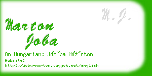 marton joba business card